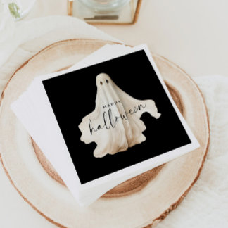 Halloween Pappersservett Ghost Spooky Black Decor