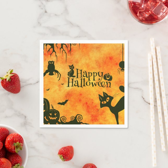 Halloween Pappersservetter Katter Fladdermöss Uggl (Insitu)