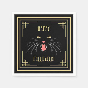 Halloween, Pappra blöjor för kattsvart Elegant Pappersservett