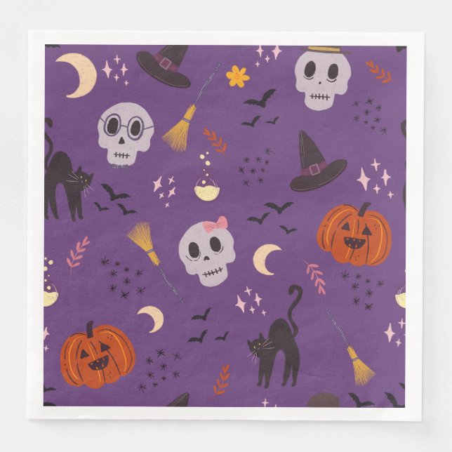 Halloween Pappra Napkins - Döskallar, Pumpkins & B Pappersservett (Framsida)