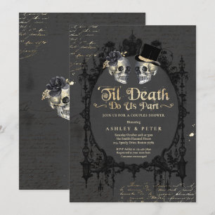Halloween Par Shower Förlovning Gothic Skull Inbjudningar
