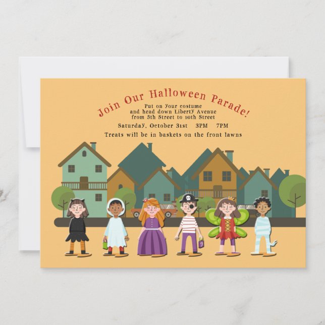 Halloween Parad - Social Avstånd Inbjudningar (Framsida)