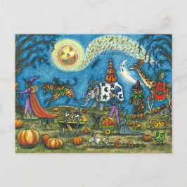 HALLOWEEN PARAD Witch Giraffe Bear Zebra Skellies Helg Vykort