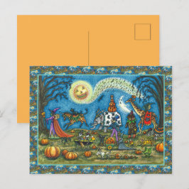 HALLOWEEN PARAD Witch Giraffe Bear Zebra Skellies Helg Vykort