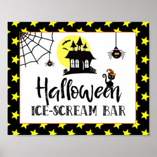 halloween party ice cream bar sign poster