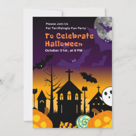 Halloween Party Invitation or Terrifyingly Fun Hal Inbjudningar