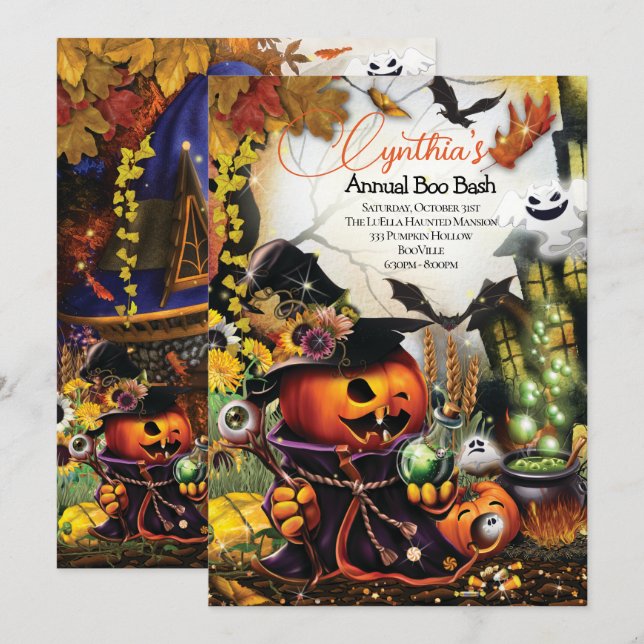HALLOWEEN PARTY INVITATIONS INBJUDNINGAR (Fram/baksida)