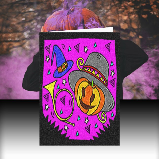 Halloween Party, Jack o' Lantern and Bugle Kort (Halloween Party, Jack o' Lantern and Bugle Pattern Card)