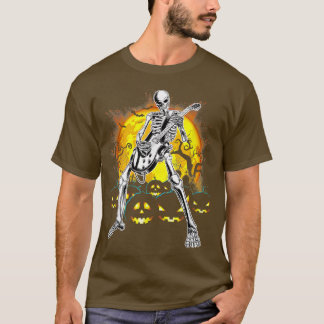 Halloween Party Skeleton Playing Guitar Pumpkin Me T Shirt