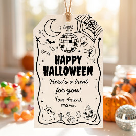 Halloween Party Spooky Spooktacular Groovy Retro Presentetikett