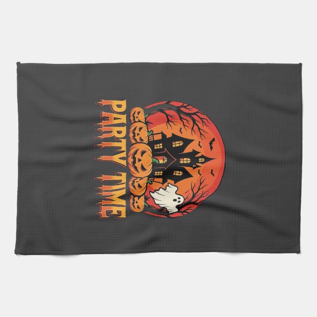 Halloween Party Time Spökpumpa Design_1 Kökshandduk (Horisontell)