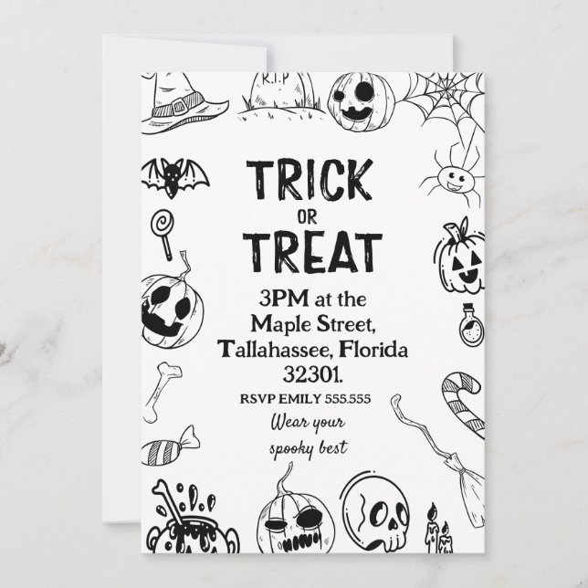 Halloween Party,Trick or Treat spooky Invitation Inbjudningar (Framsida)