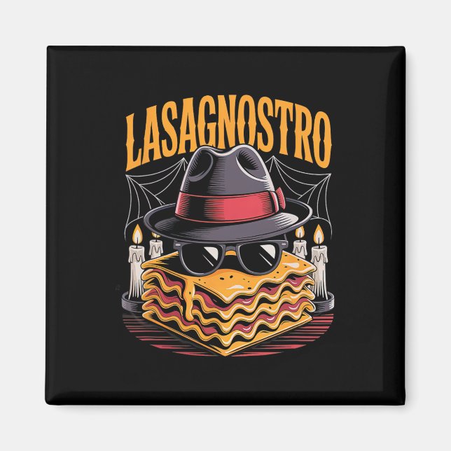 Halloween Pasta Meme Mafia Parody Funny Lasagna Ar Magnet (Framsidan)