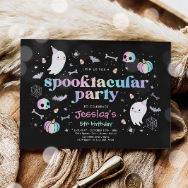 Halloween Pastel Cute Ghost Birthday Spooktacular Inbjudningar