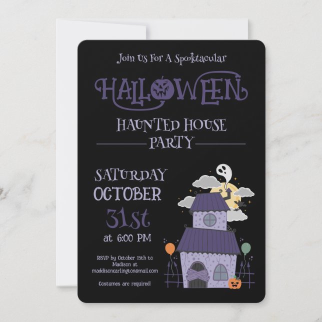 Halloween Pastel Goth Haunted House Party Inbjudningar (Framsida)