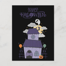 Halloween Pastel Goth Haunted House Vykort