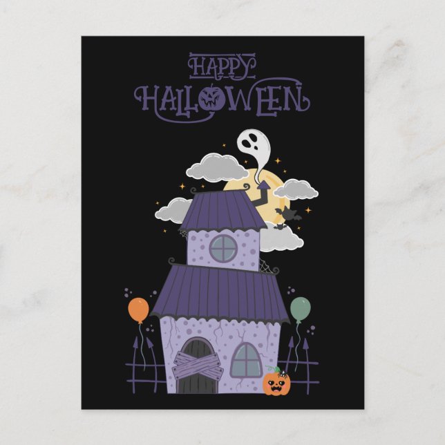 Halloween Pastel Goth Haunted House Vykort (Framsida)