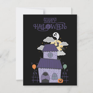 Halloween Pastel Goth Haunted House Vykort
