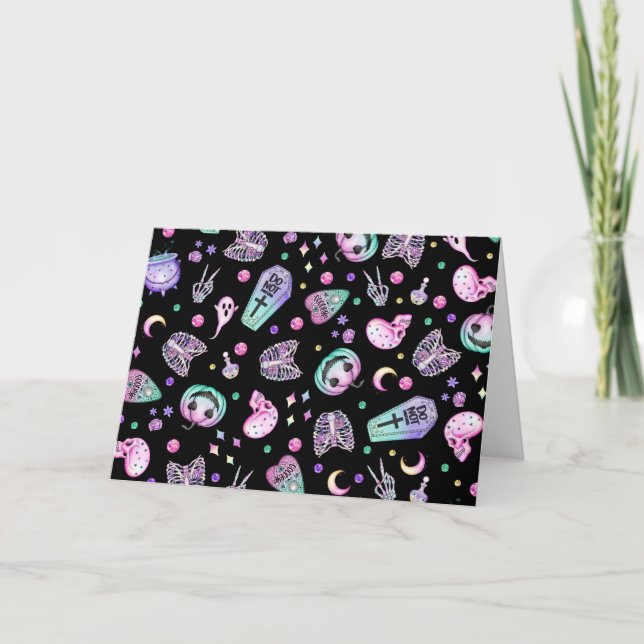 Halloween pastel gothic apothecary och graveyard kort (Framsida)