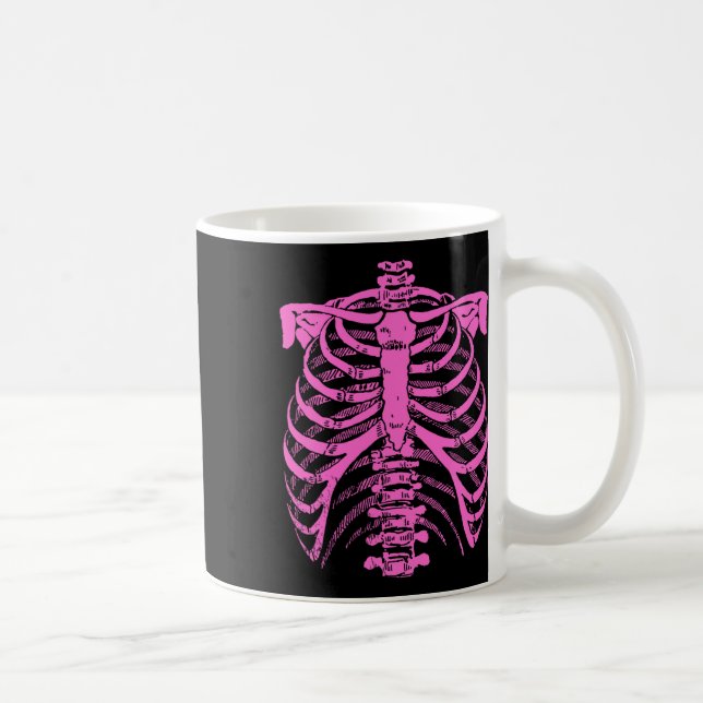 Halloween Pastel Rosa Skeleton Rib Cage Kaffemugg (Höger)
