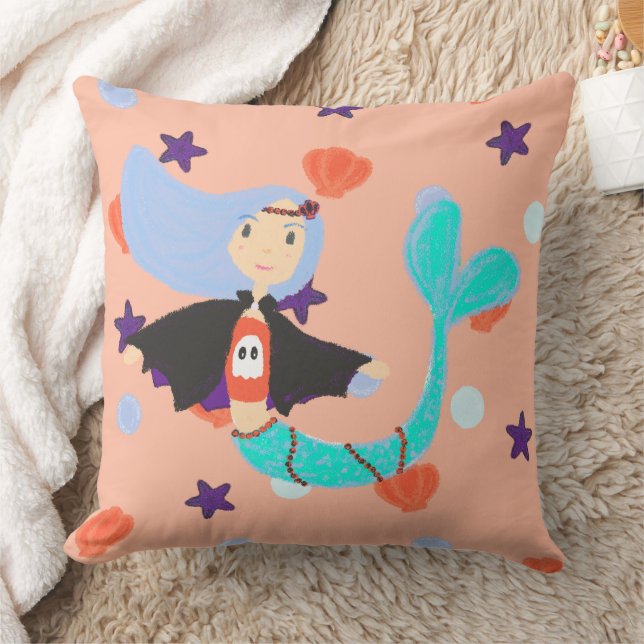 Halloween Pastel Sjöjungfru Vampire Kudde (Filt)