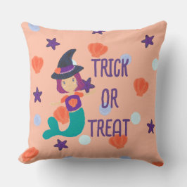 Halloween Pastel Sjöjungfru Witch Bus eller godis Kudde