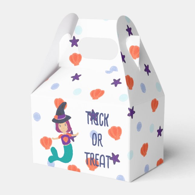 Halloween Pastel Sjöjungfru Witch in Witch Hat Whi Presentaskar (Framsidan Sidan)