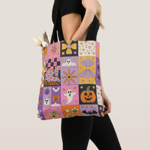 Halloween Patchwork Mönster - Festive Squares Tygkasse