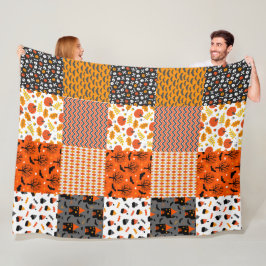 Halloween Patchwork Mönster Fleece Blanket