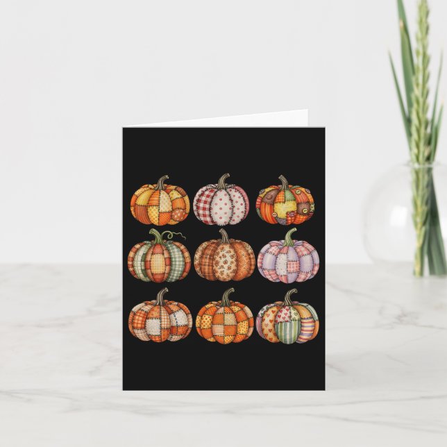 Halloween Patchwork Pumpkin Quilted Fall Aesthetic Kort (Framsida)