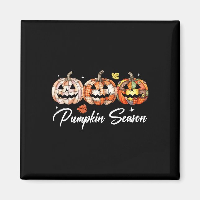 Halloween Patchwork Pumpkin Quilted Fall Aesthetic Magnet (Framsidan)