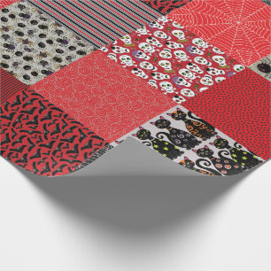 Halloween Patchwork som är röd som är grå och  Presentpapper