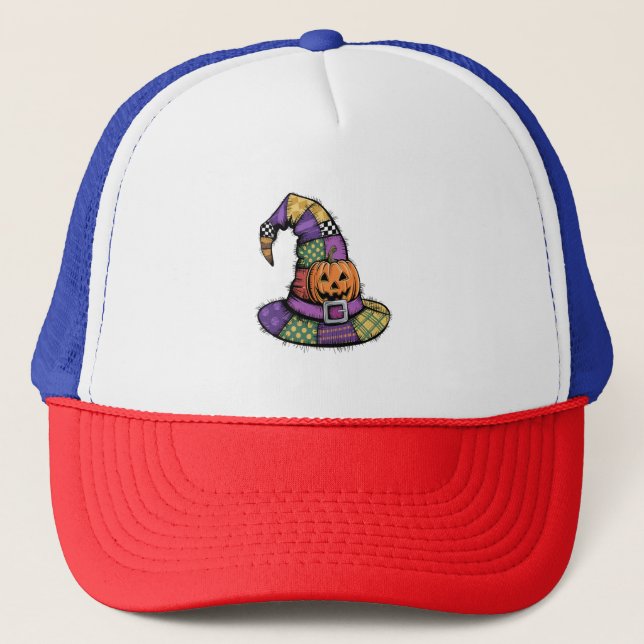 Halloween Patchwork Witch Hat Spooky Keps (Framsida)