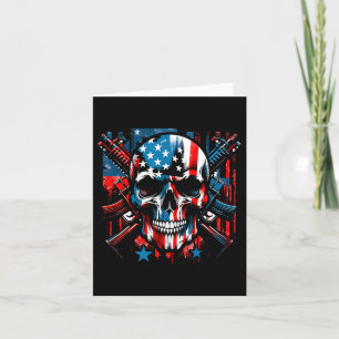 Halloween Patriotic Skeleton American Flagga 4:e Kort