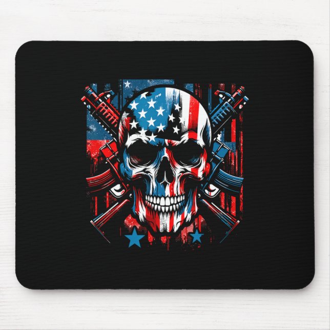 Halloween Patriotic Skeleton American Flagga 4:e Musmatta (Framsidan)