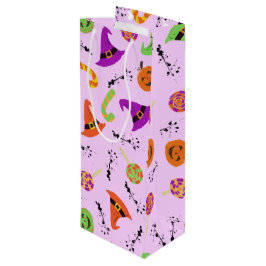 Halloween Pattern Purple Background Wine Gift Bag