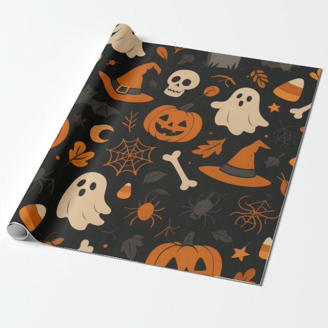 Halloween Pattern Wrapping Paper Presentpapper (Utrullad)