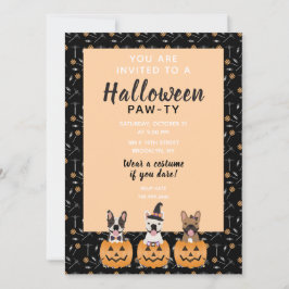 Halloween Pawty Fransk Bulldog och behandling Inbjudningar