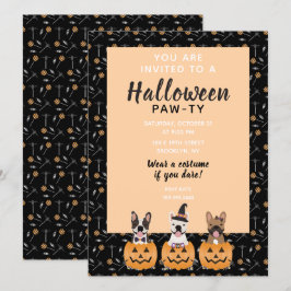 Halloween Pawty Fransk Bulldog och behandling Inbjudningar