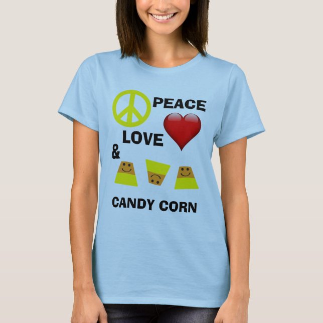 Halloween Peace Kärlek och Candy corn T-shirt (Framsida)