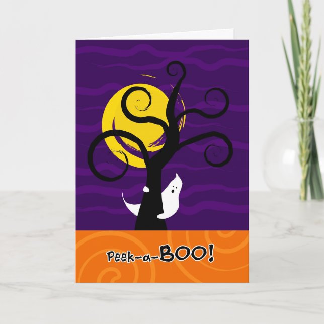 Halloween Peek-a-BOO-hälsningskort Kort (Framsida)