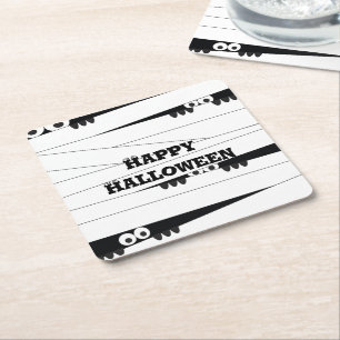 Halloween Peeking Mummy Underlägg Papper Kvadrat