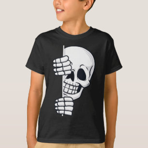 Halloween Peeking Skeleton Scary Boys Girls Kids T Shirt