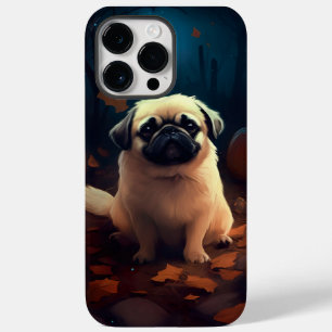 Halloween Pekingese Med Pumpa Skräck