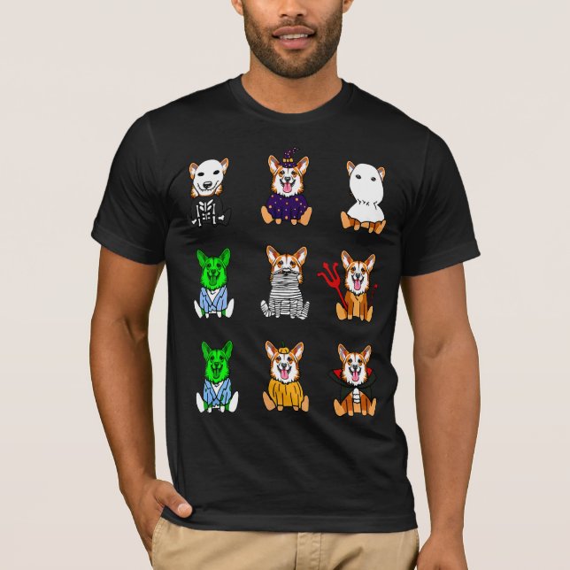 Halloween Pembroke Welsh Corgi T Shirt (Framsida)