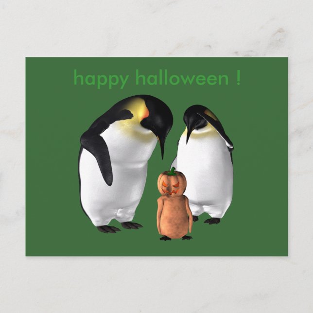 Halloween Penguin Vykort (Framsida)
