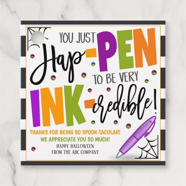 Halloween-penna tack-gåva etiketter (Framsida)