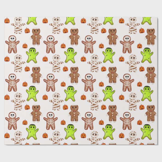 Halloween Pepparkaksmönster Presentpapper (Platt)