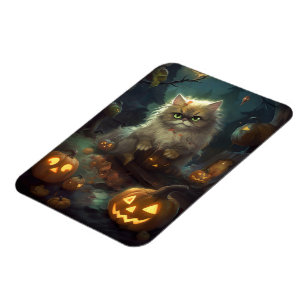 Halloween Perserkat Med Pumpa Skräckinjagande Magnet
