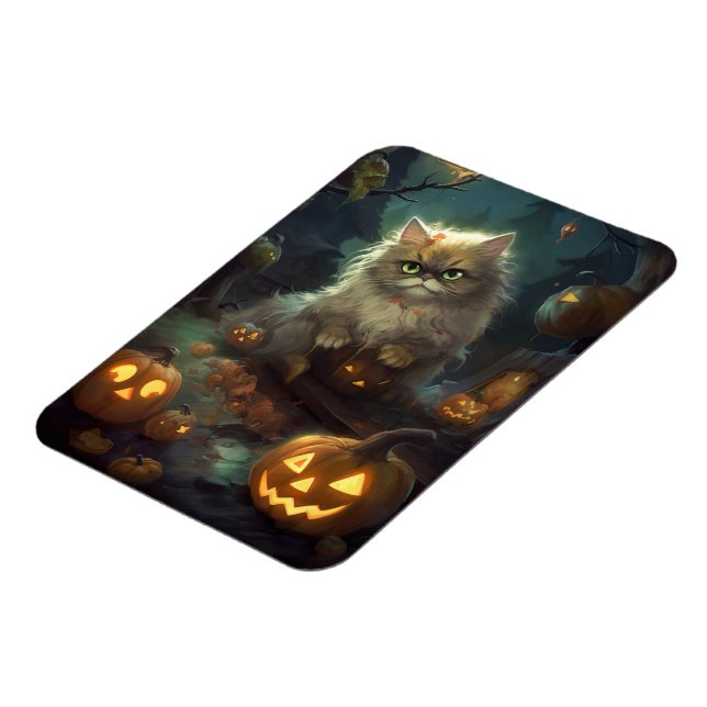 Halloween Perserkat Med Pumpa Skräckinjagande Magnet (Vänstra Sidan)